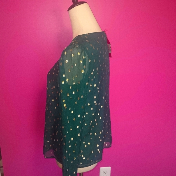 Lilly Pulitzer Green & Metallic Gold "Idina" Silk Blouse (NWT!) - Picture 9 of 10